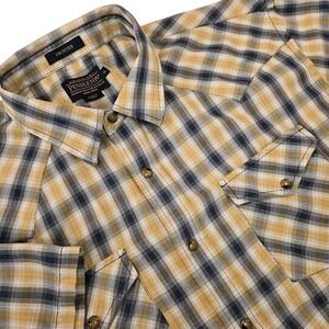 Pendleton Men's XL Frontier Short Sleeve Pearl‎ Snap Yellow Plaid Western Shirt